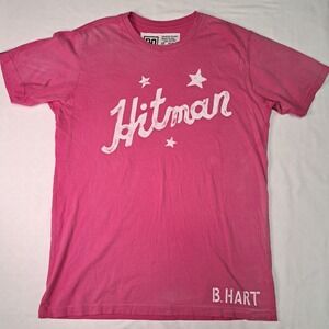 Roots Of Fight Bret "The Hitman" Hart Sz M Pink Cotton Unisex Tee Wrestling